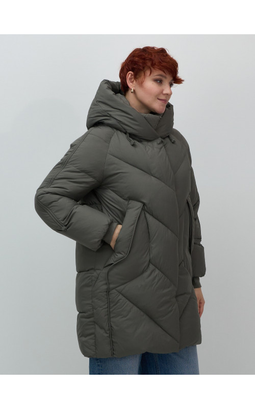 Зимнее утеплённое двубортное пальто-пуховик, длинный силуэт. в Тюмени