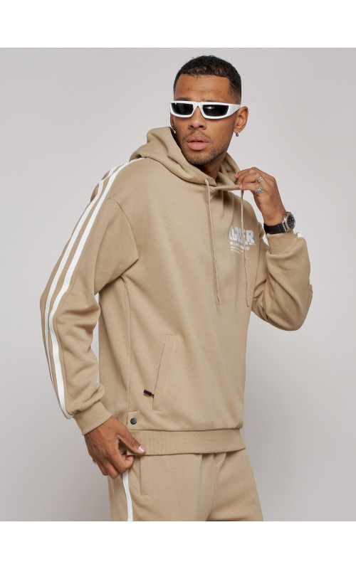 Мужской трикотажный спортивный костюм демисезонный бежевый, для спорта. в Тюмени