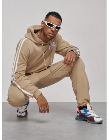 Мужской трикотажный спортивный костюм демисезонный бежевый, для спорта. в Тюмени