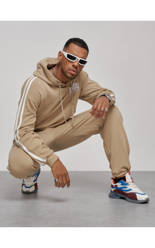 Мужской трикотажный спортивный костюм демисезонный бежевый, для спорта. в Тюмени