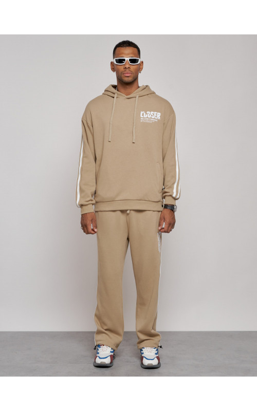 Мужской трикотажный спортивный костюм демисезонный бежевый, для спорта. в Тюмени