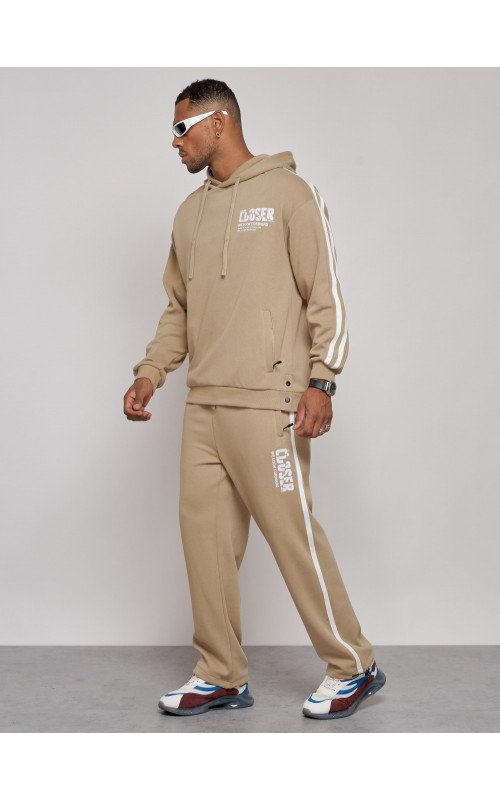 Мужской трикотажный спортивный костюм демисезонный бежевый, для спорта. в Тюмени