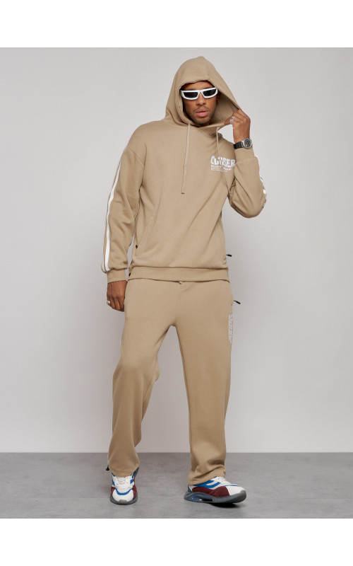 Мужской трикотажный спортивный костюм демисезонный бежевый, для спорта. в Тюмени