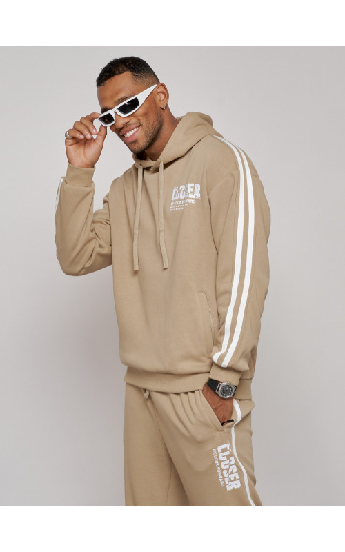 Мужской трикотажный спортивный костюм демисезонный бежевый, для спорта. в Тюмени