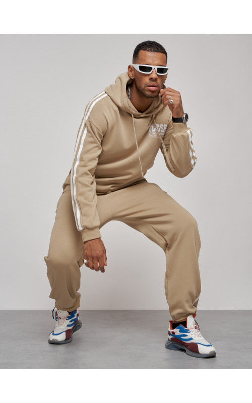 Мужской трикотажный спортивный костюм демисезонный бежевый, для спорта. в Тюмени