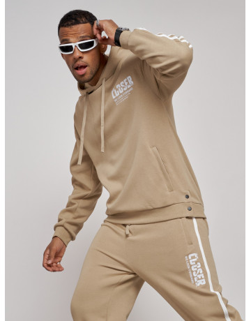 Мужской трикотажный спортивный костюм демисезонный бежевый, для спорта. в Тюмени