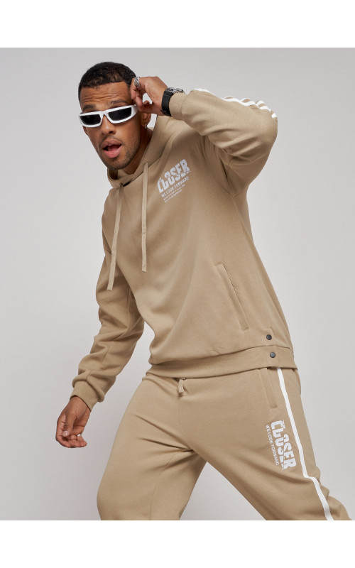 Мужской трикотажный спортивный костюм демисезонный бежевый, для спорта. в Тюмени