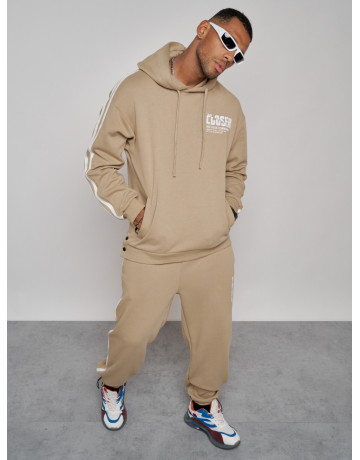 Мужской трикотажный спортивный костюм демисезонный бежевый, для спорта. в Тюмени