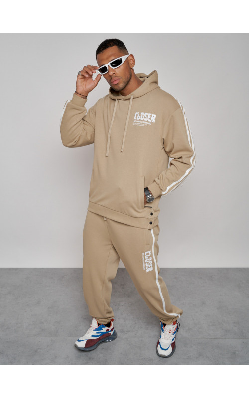 Мужской трикотажный спортивный костюм демисезонный бежевый, для спорта. в Тюмени