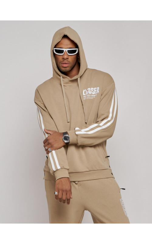 Мужской трикотажный спортивный костюм демисезонный бежевый, для спорта. в Тюмени