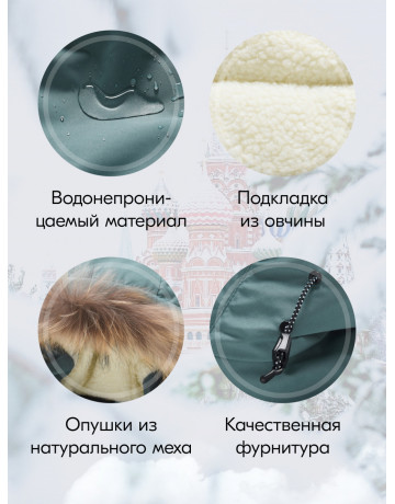 Детская зимняя куртка-парка для мальчика с капюшоном и мехом, хаки