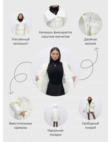 Зимняя женская куртка с капюшоном для холодной погоды.