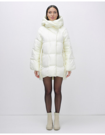 Женский зимний пуховик с капюшоном, бежевый. в Тюмени