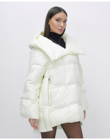 Женский зимний пуховик с капюшоном, бежевый. в Тюмени