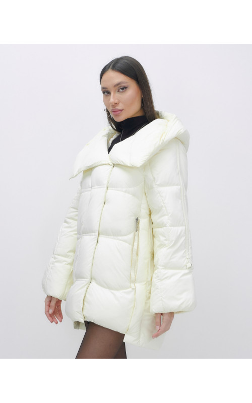 Женский зимний пуховик с капюшоном, бежевый. в Тюмени