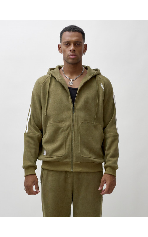 Мужской демисезонный спортивный костюм на флисе, цвет хаки, для спорта. в Тюмени