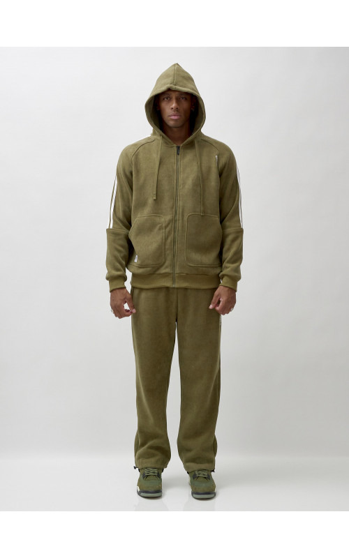 Мужской демисезонный спортивный костюм на флисе, цвет хаки, для спорта. в Тюмени