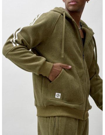 Мужской демисезонный спортивный костюм на флисе, цвет хаки, для спорта. в Тюмени