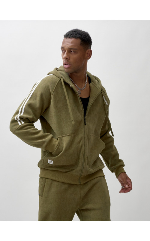 Мужской демисезонный спортивный костюм на флисе, цвет хаки, для спорта. в Тюмени