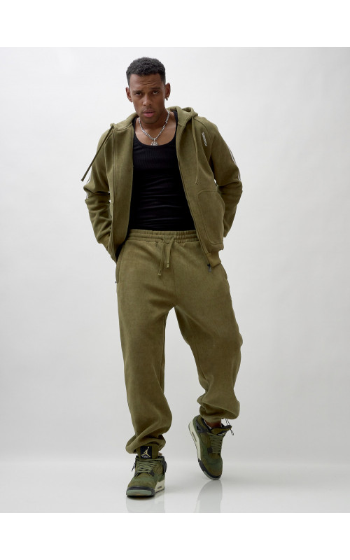 Мужской демисезонный спортивный костюм на флисе, цвет хаки, для спорта. в Тюмени