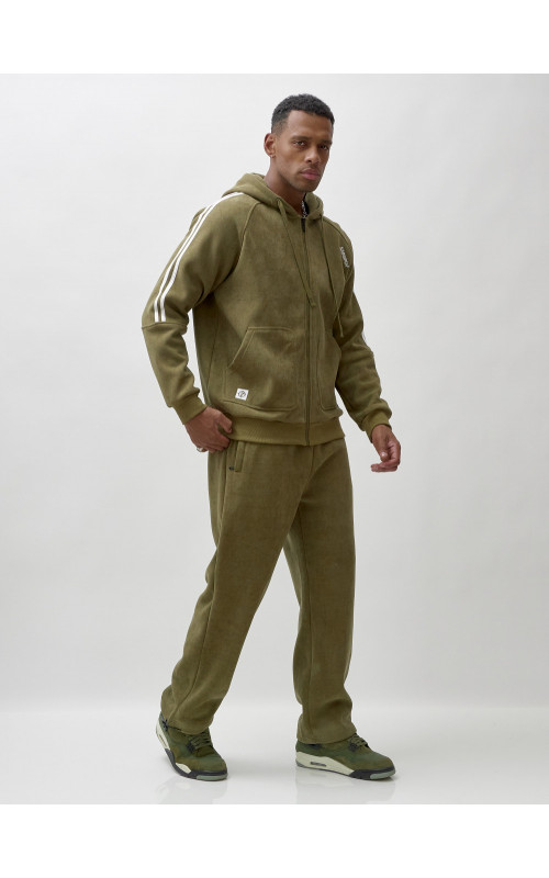 Мужской демисезонный спортивный костюм на флисе, цвет хаки, для спорта. в Тюмени