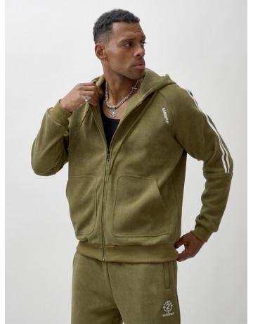 Мужской демисезонный спортивный костюм на флисе, цвет хаки, для спорта. в Тюмени