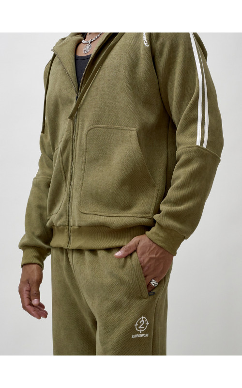 Мужской демисезонный спортивный костюм на флисе, цвет хаки, для спорта. в Тюмени