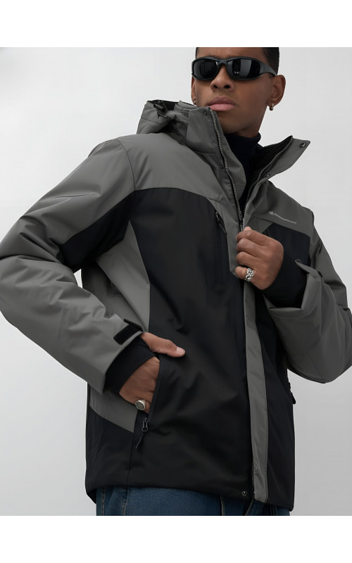 Мужская зимняя горнолыжная куртка, тёмно-серый цвет. в Тюмени