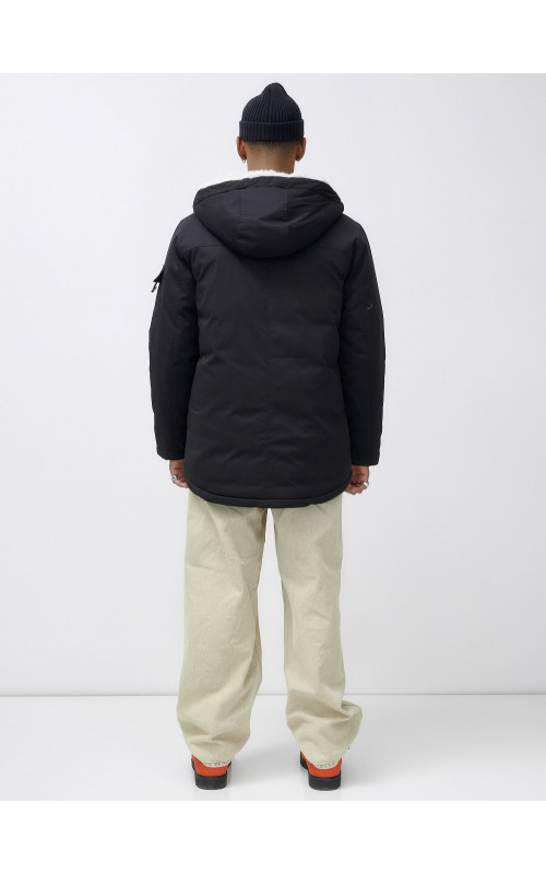 Мужская зимняя удлиненная парка с мехом, чёрная в Тюмени