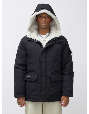 Мужская зимняя удлиненная парка с мехом, чёрная в Тюмени