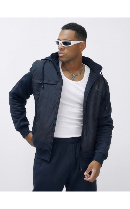 Зимний мужской спортивный костюм с начёсом, тёмно-синий, для активного отдыха. в Тюмени