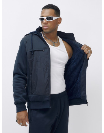 Зимний мужской спортивный костюм с начёсом, тёмно-синий, для активного отдыха. в Тюмени