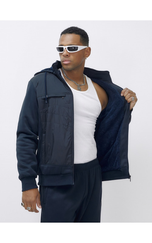 Зимний мужской спортивный костюм с начёсом, тёмно-синий, для активного отдыха. в Тюмени