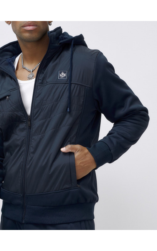 Зимний мужской спортивный костюм с начёсом, тёмно-синий, для активного отдыха. в Тюмени