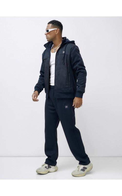 Зимний мужской спортивный костюм с начёсом, тёмно-синий, для активного отдыха. в Тюмени