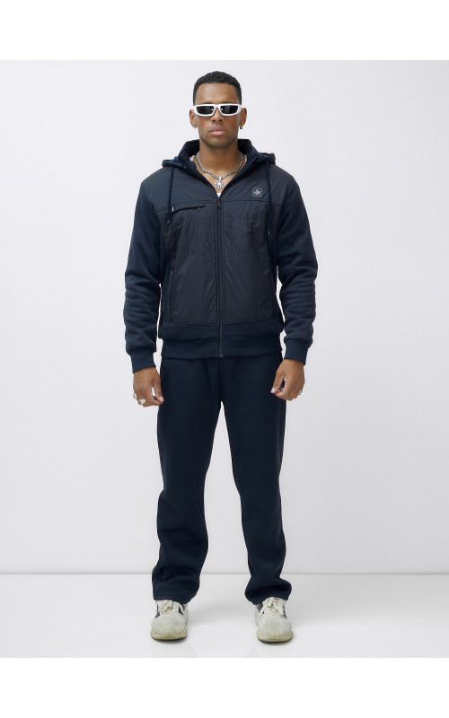 Зимний мужской спортивный костюм с начёсом, тёмно-синий, для активного отдыха. в Тюмени