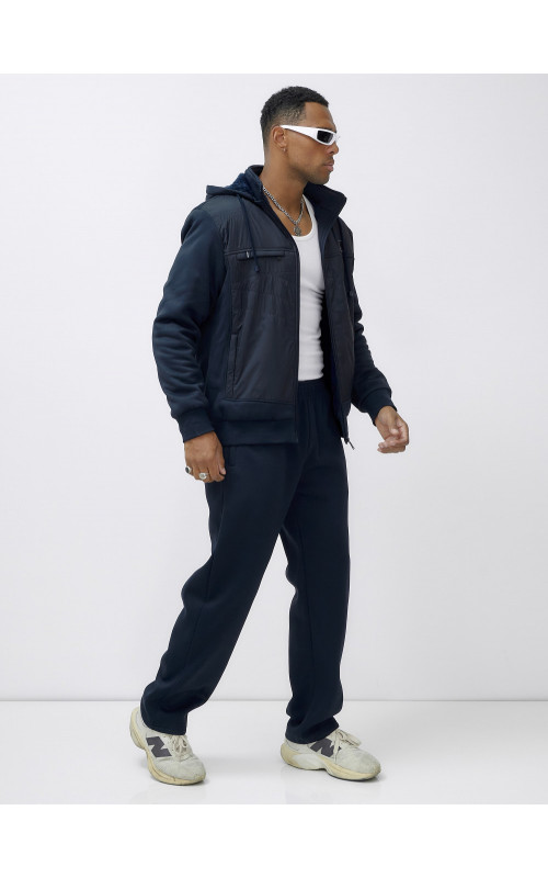 Зимний мужской спортивный костюм с начёсом, тёмно-синий, для активного отдыха. в Тюмени