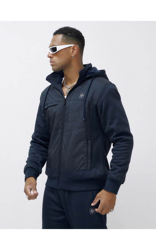 Зимний мужской спортивный костюм с начёсом, тёмно-синий, для активного отдыха. в Тюмени