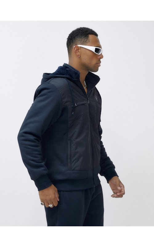 Зимний мужской спортивный костюм с начёсом, тёмно-синий, для активного отдыха. в Тюмени