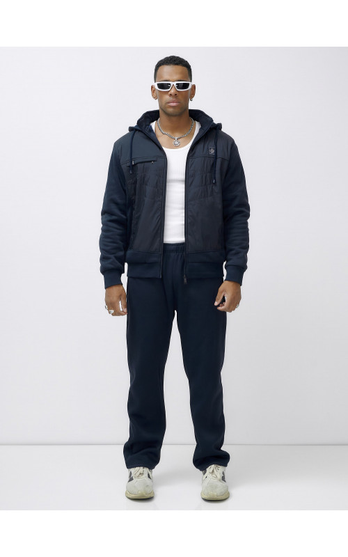 Зимний мужской спортивный костюм с начёсом, тёмно-синий, для активного отдыха. в Тюмени