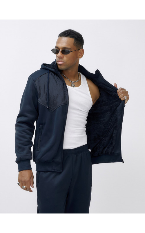 Мужской зимний спортивный костюм с начёсом, тёмно-синий, для спорта. в Тюмени