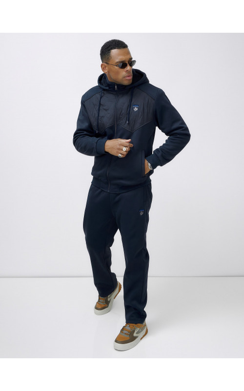 Мужской зимний спортивный костюм с начёсом, тёмно-синий, для спорта. в Тюмени