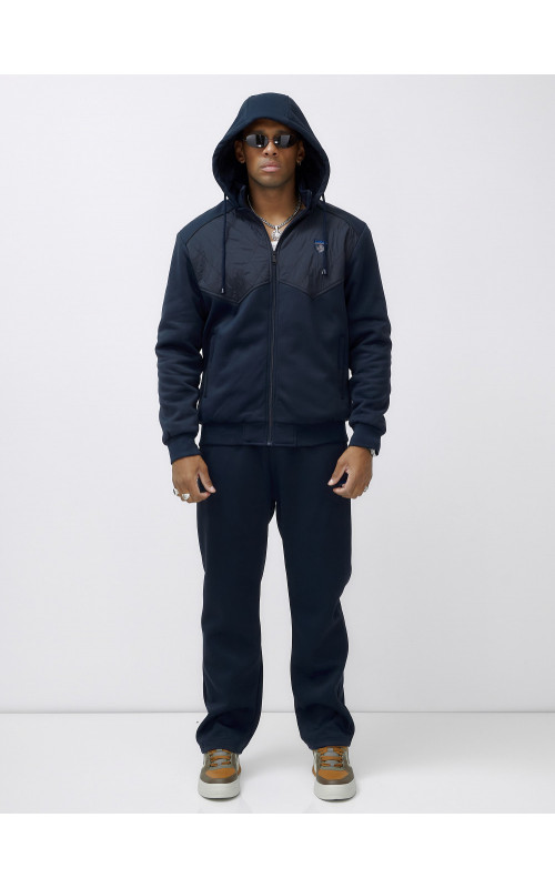 Мужской зимний спортивный костюм с начёсом, тёмно-синий, для спорта. в Тюмени