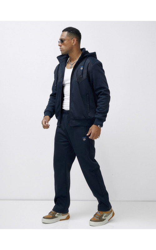 Мужской зимний спортивный костюм с начёсом, тёмно-синий, для спорта. в Тюмени