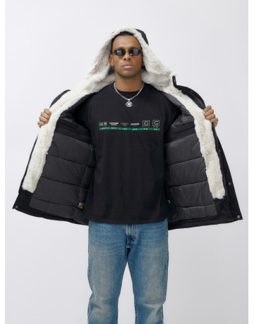 Мужская зимняя удлиненная парка с мехом, чёрная, для активного отдыха в Тюмени