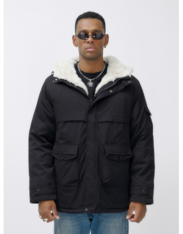 Мужская зимняя удлиненная парка с мехом, чёрная, для активного отдыха в Тюмени