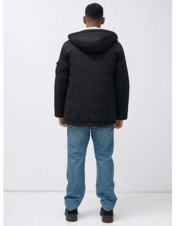 Мужская зимняя удлиненная парка с мехом, чёрная, для активного отдыха в Тюмени