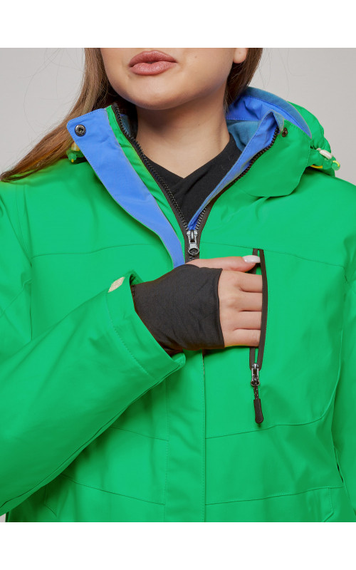 Женская горнолыжная куртка, зелёная сезон зима