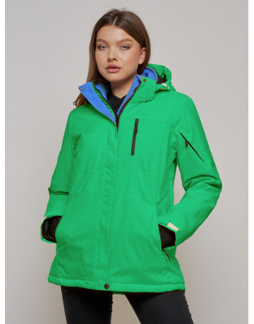 Женская горнолыжная куртка, зелёная сезон зима