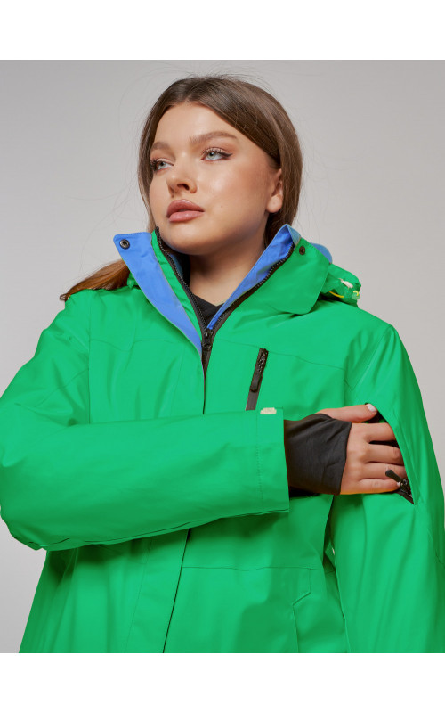 Женская горнолыжная куртка, зелёная сезон зима